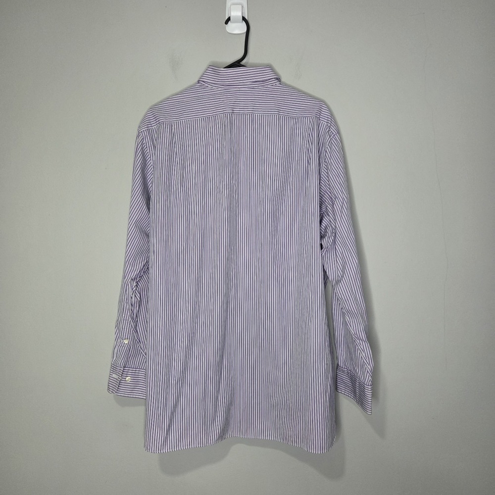 Polo Ralph Lauren Button Shirt Men's 18 34-35 Purple Stripe Pony Oxford Preppy - Picture 11 of 11